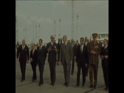 SYND 14-4-73 PRESIDENT SADAT RETURNS TO EGYPT FROM LIBYA News Clip
