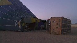 A hot air balloon prepares to take off. Stock Footage
