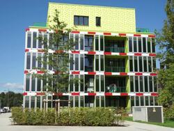 Ecological sustainable green residence building Stock Footage