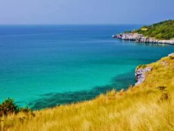 Bay and boat. Stock Footage
