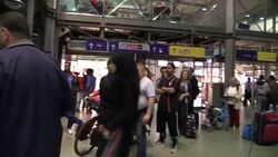 Refugees waiting to be seen in Munich News Clip