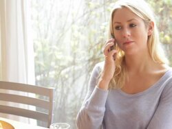 Young female with telephone Stock Footage
