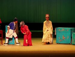 MS Artist performing qinqiang opera in theater, qinqiang is representative folk opera of northwest china AUDIO / xi'an, shaanxi, china Stock Footage
