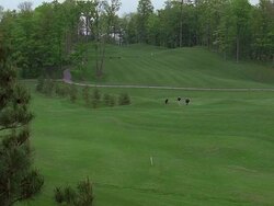 HA WS Two men playing golf at Wooden Sticks golf club / Uxbridge, Ontario, Canada Stock Footage