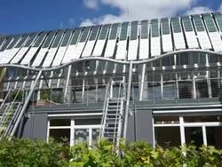 Townhouse with solar roof Stock Footage