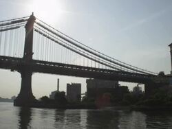 MS Shot of Manhattan Bridge at dusk / New York, United States  Stock Footage