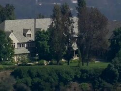 Aerial TS LA CU  large mansion / Bel Air, California, United States Stock Footage