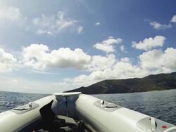 Inflatable Boat at sea Stock Footage