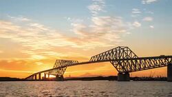 Time-lapse: Tokyo Gate Bridge Japan Sunset Stock Footage