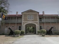 WS T/L View of Barbados Museum / Bridgetown, St Michael, Barbados Stock Footage