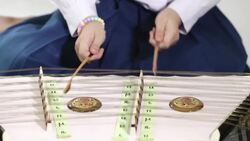 Thai wooden dulcimer musical instrument Stock Footage