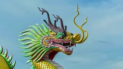 Time Lapse Chinese Golden Dragon Statue In Chiang Rai. Stock Footage