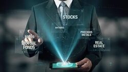 Precious Metals investment Success Concept Businessman using digital tablet technology futuristic background Stock Footage