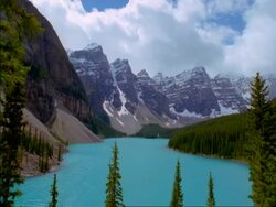 WA scenic view of Lake moraine, Banff national park, Alberta, Canada Stock Footage