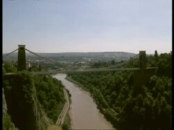 Clifton Suspension Bridge, Bristol - WA 245 feet high bridge over river Avon Stock Footage