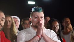 Super Slow Motion,  Soccer / Football fan, supporter praying Stock Footage