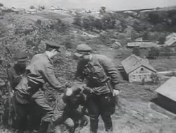 MS Soviet resistance, Russian soldiers getting rifles, distribution of munition AUDIO / Russia Stock Footage
