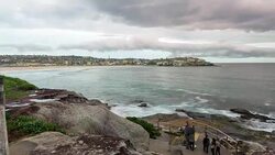 Bondi and Tamarama Beaches Coastal Path in timelapse, Sydney Australia Stock Footage