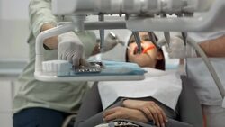 HD DOLLY: Dentist Treating Patient's Teeth Stock Footage