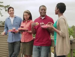 MS Two couples enjoying party on back porch / Portland, Oregon, United States Stock Footage
