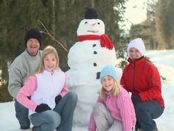 Family in winter Stock Footage
