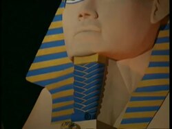 CU zooming to MS, Tilt up to painted Pharaoh's head, Las Vegas Stock Footage