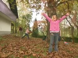 HD DOLLY: Autumn chores Stock Footage