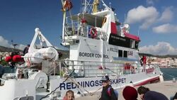 Syrian migrants fleeing the war and escaping to Europe, who have landed on the Greek island of Lesvos on the north coast at Efthalou and made their way to Mytilini. Up to 4,000 migrants a day are landing on the island and overwhelming the authorities. They Stock Footage