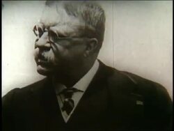 B/W close up of Theodore Roosevelt making speech Stock Footage