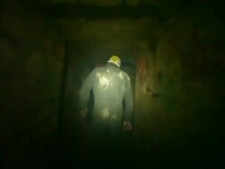 MS TS Man walking through tunnels in subway system Stock Footage