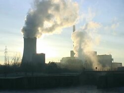 WS View of coal power plant / Saarlouis, Saarland, Germany Stock Footage