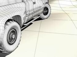 (HD1080) WireFrame Car Stock Footage