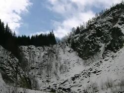 Steep mountain rock face, Sorfjorden, Norway Stock Footage