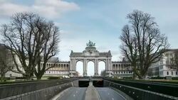 HD zoom out time-lapse: Triumphal Arch Cinquantenaire Parc Brussels Belgium Stock Footage