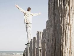 Man standing on pale Stock Footage