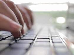 Woman Typing On Laptop Keyboard,Close-up Stock Footage