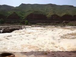 Magnificent Hukou Waterfall on the Yellow River Stock Footage