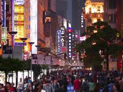 Shoppers on Nanjing road Stock Footage