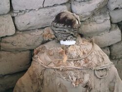 MS Shot of Chauchilla cemetery, skull / South Of Peru, Nazca, Peru Stock Footage