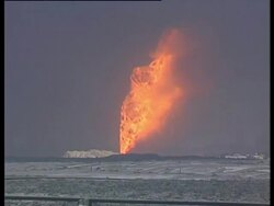 Burning oil well. Gulf War: Kuwait, 1991. Stock Footage