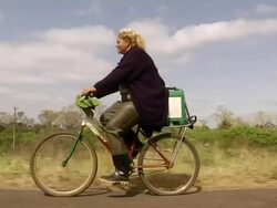 MS TS POV Fisher riding a bicycle and going to selling her baits / Mato Grosso do Sul, Brazil Stock Footage