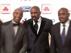 David Robinson, Raymond McGuire, Steve Harvey, Steve Stoute, Russell Simmons, and Geoffrey Canada Stock Footage