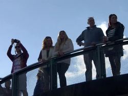 People Standing on Viewing Point Echo Point Australia News Clip
