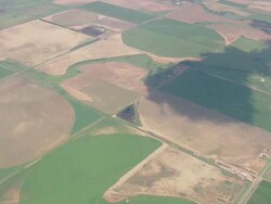 WS AERIAL View of Field circles east of Hollis / Oklahoma, United States Stock Footage