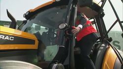 George Osborne sat in a JCB forklift truck News Clip