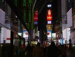 Wide shot of Times Square at night / New York City, New York, United States Stock Footage