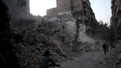 Footage of the aftermath of an airstrike in Aleppo News Clip