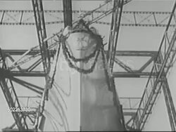 German battleship Bismarck launches in 1939, and HMS Hood sails in early 1940s News Clip