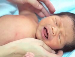 Crying newborn baby Stock Footage