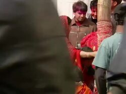 MS Shot of people playing festival of color / Kathmandu, Nepal Stock Footage